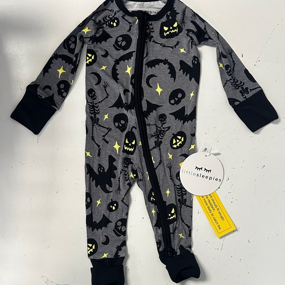Little Sleepies Other - Little Sleepies Gray Glowing Ghouls Zippy 3-6m NEW Halloween